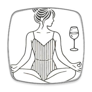 Gelassenheit Pose mit Wein Minimalistische Kunst - Viereckiger Kühlschrankmagnet - Weiß - Vorne