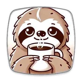 Cozy Sloth Coffee Illustration - Square fridge magnet - white - Front