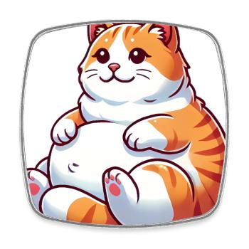 Chubby Tabby Cat Relaxing Illustration - Square fridge magnet - white - Front