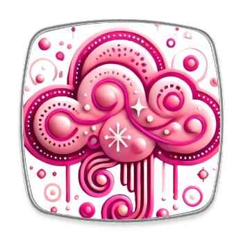 Conception fantaisiste de nuage rose - Magnet carré - blanc - Devant