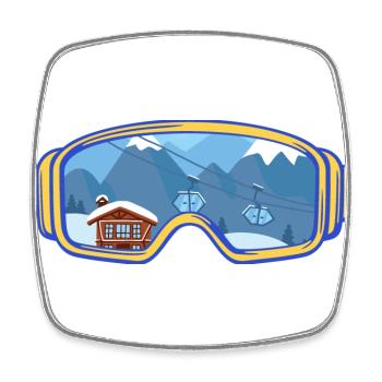Ski Google, Snowboard, Skifahrer - Viereckiger Kühlschrankmagnet - Weiß - Vorne
