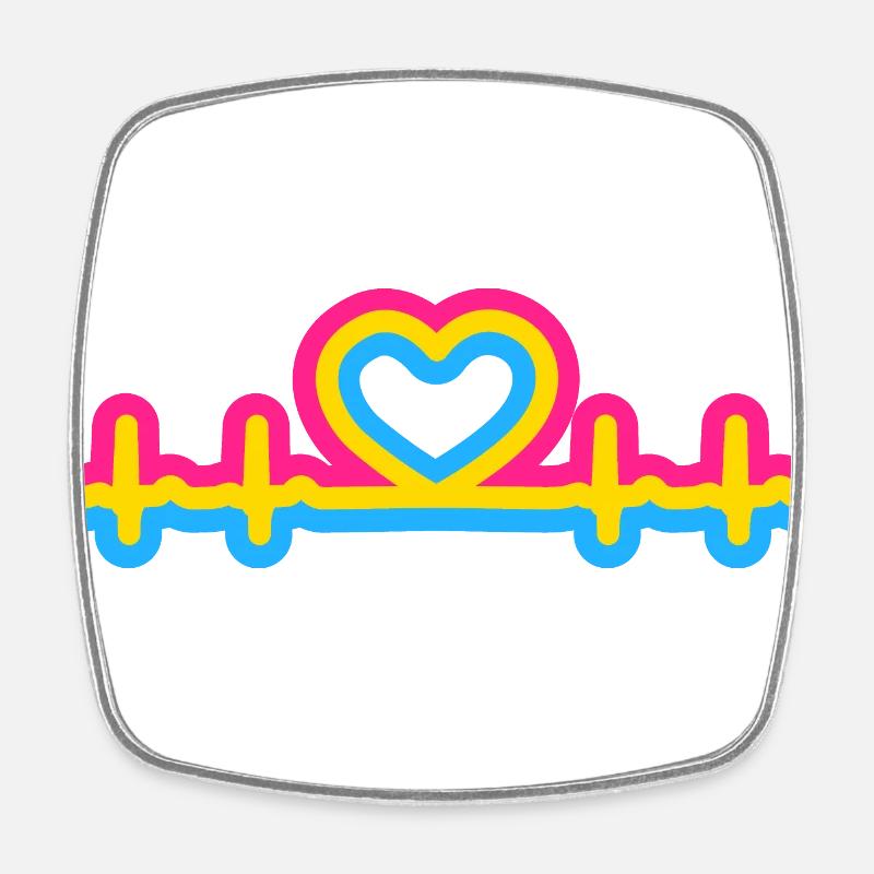 Pansexual Pride Heartbeat - Magnet carré - blanc