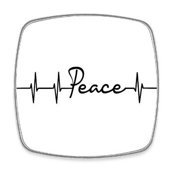 Peace Heart Rate - Square fridge magnet - white - Front