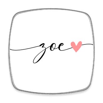 Zoé, Nom, Prénom, Calligraphie, Script - Magnet carré - blanc - Devant