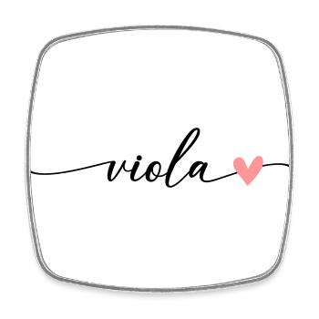 Viola Surname First name Calligraphy Script - Square fridge magnet - white - Front