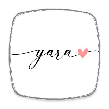 Yara Nom Prénom Calligraphie Script - Magnet carré - blanc - Devant