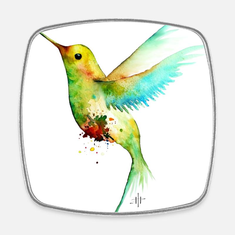 Kolibri - Viereckiger Kühlschrankmagnet - Weiß