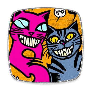 Evil Rocking Cats - Square fridge magnet - white - Front