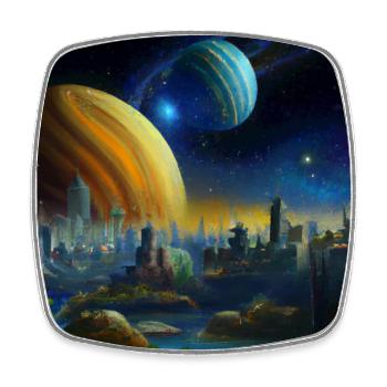 View of a city of a far away civilization - Square fridge magnet - white - Front