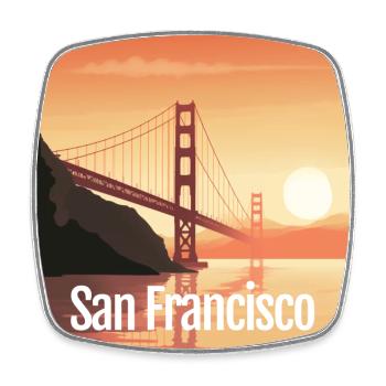 Golden Gate Bridge - San Francisco - Square - Square fridge magnet - white - Front