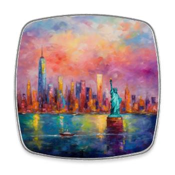 Inspiré de Monet : New York - Magnet carré - blanc - Devant