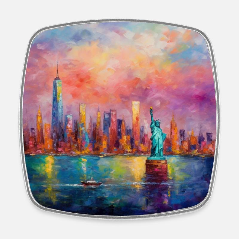 Monet-inspired: New York City - Square fridge magnet - white