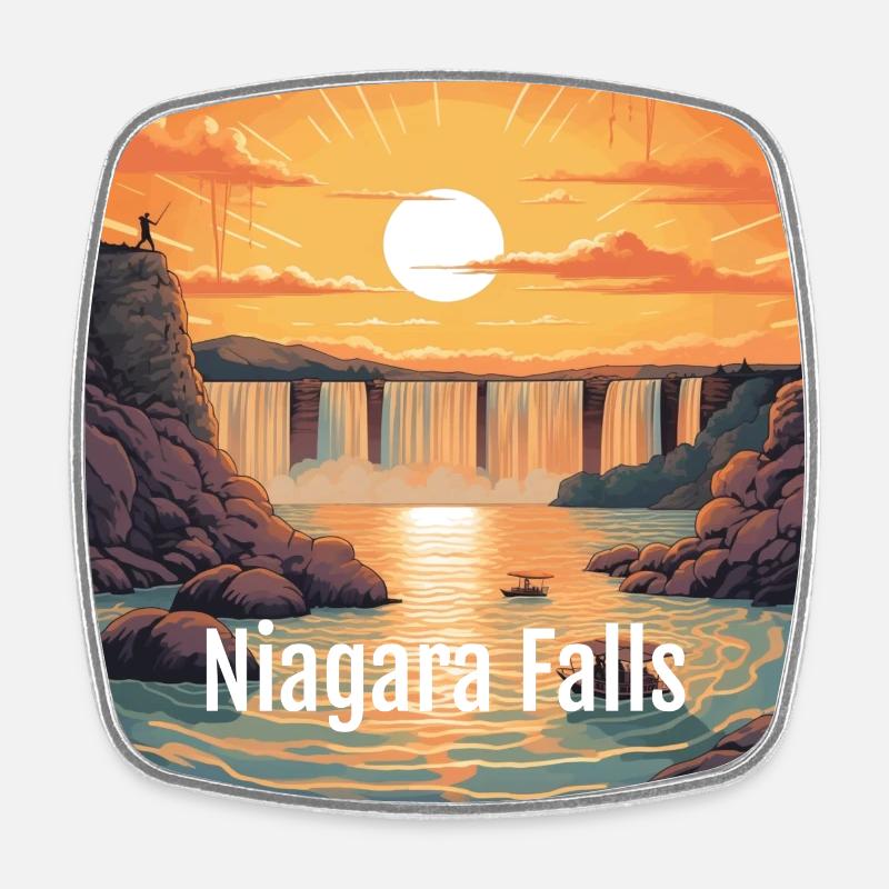Niagara falls Sunset - Square fridge magnet - white