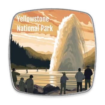 Yellowstone National Park - Sonnenuntergang - Viereckiger Kühlschrankmagnet - Weiß - Vorne