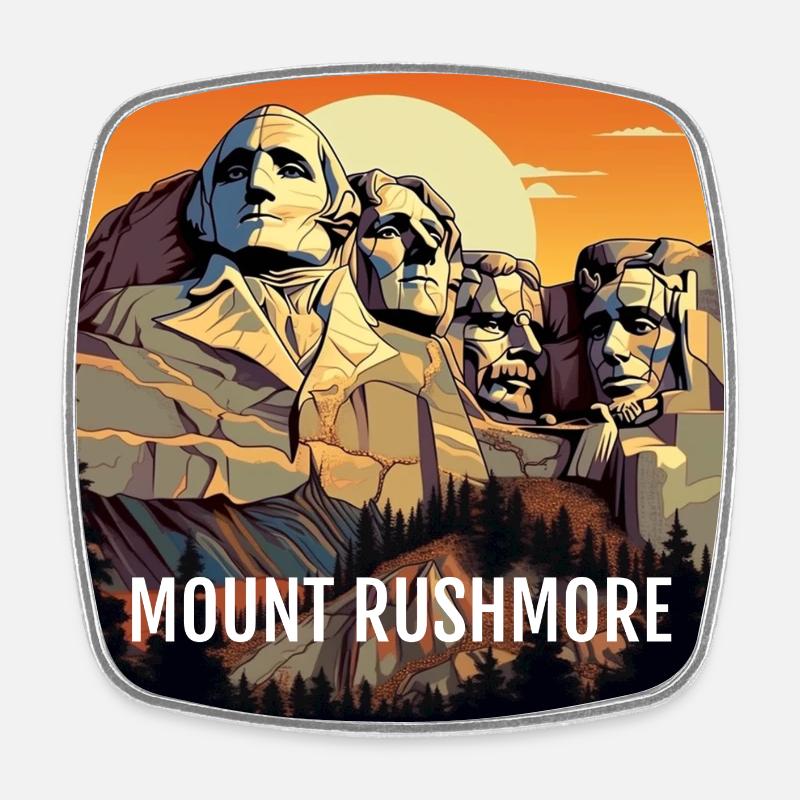 Mount Rushmore - Square fridge magnet - white