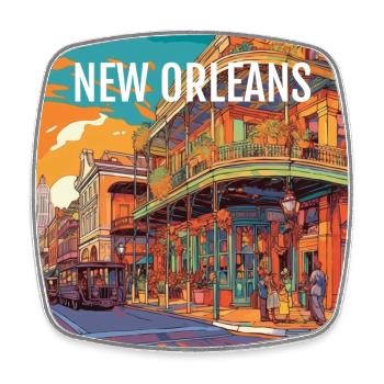 New Orleans at sunset - Square fridge magnet - white - Front