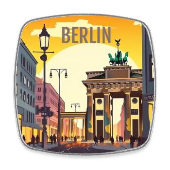 Berlin bei Sonnenuntergang - Viereckiger Kühlschrankmagnet - Weiß - Vorne