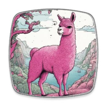 Pink Lama - Viereckiger Kühlschrankmagnet - Weiß - Vorne