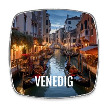 Venedig bei Nacht - Viereckiger Kühlschrankmagnet - Weiß - Vorne