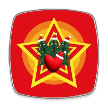 Lustige Weihnachtsbäume mit Herz und Stern. - Viereckiger Kühlschrankmagnet - Weiß - Vorne