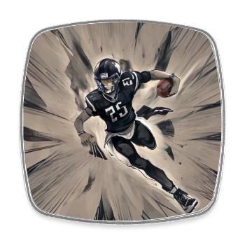 American Football Quarterback Running Ball - Square fridge magnet - white - Front