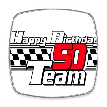 50.Geburtstag , 50 Jahre , Motorsport Happy (25) - Viereckiger Kühlschrankmagnet - Weiß - Vorne