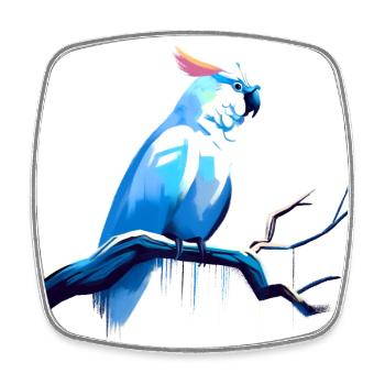 Cockatoo on a branch - Square fridge magnet - white - Front