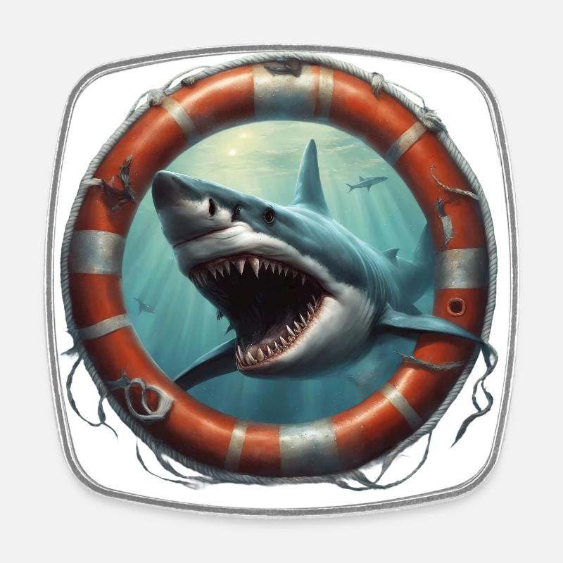Requin blanc - Magnet carré - blanc
