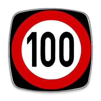 Panneau de vitesse TempoLimit 100 Bouclier - Magnet carré - blanc - Devant