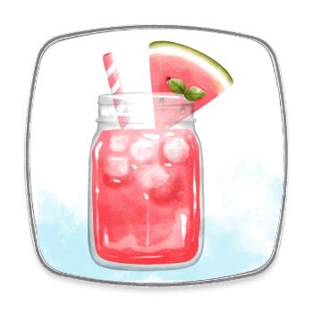 Refreshing Watermelon Cocktail Art - Square fridge magnet - white - Front