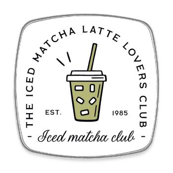 Iced Matcha Iced Latte - Viereckiger Kühlschrankmagnet - Weiß - Vorne