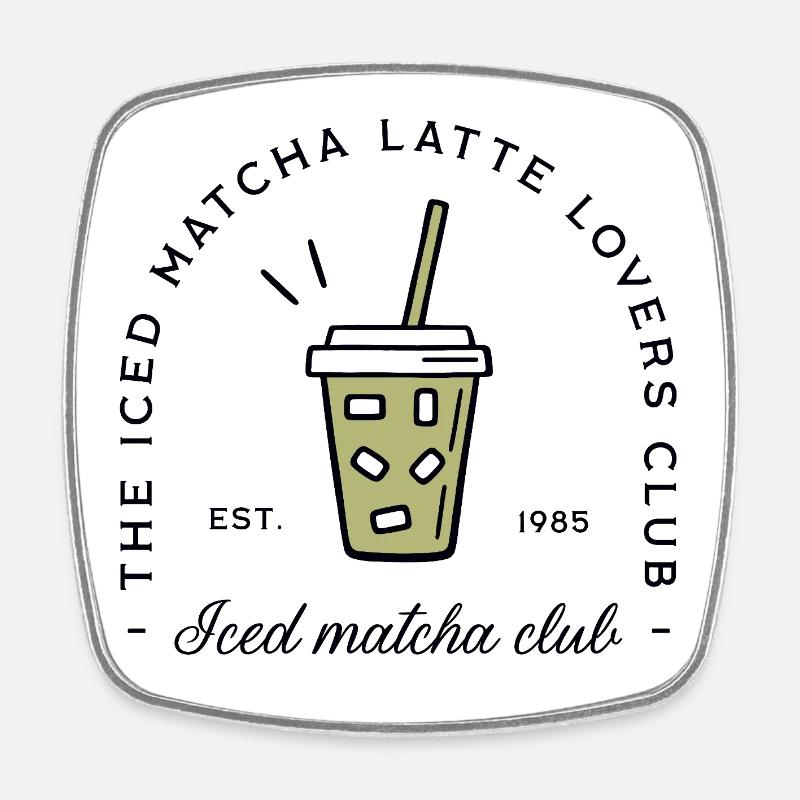 Iced matcha latte glacé - Magnet carré - blanc
