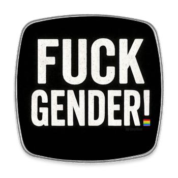 Fuck Gender, Black Rainbow - Viereckiger Kühlschrankmagnet - Weiß - Vorne