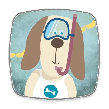 Poster Basset Kinderzimmer Hund Taucher Deko Kind - Viereckiger Kühlschrankmagnet - Weiß - Vorne