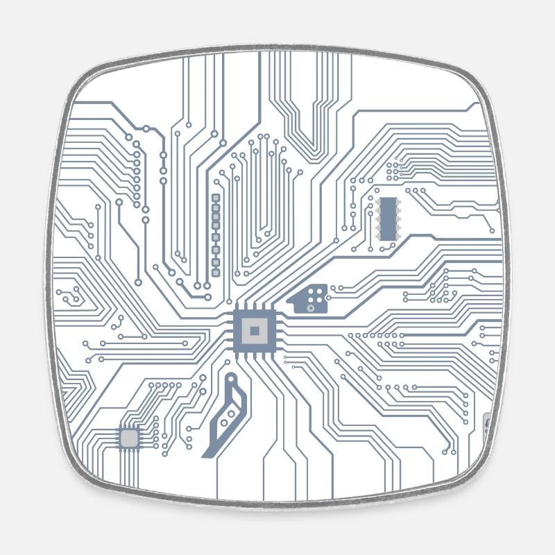 Circuit imprime ordinateur - Magnet carré - blanc
