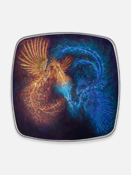 The heart between two fires - Square fridge magnet - white