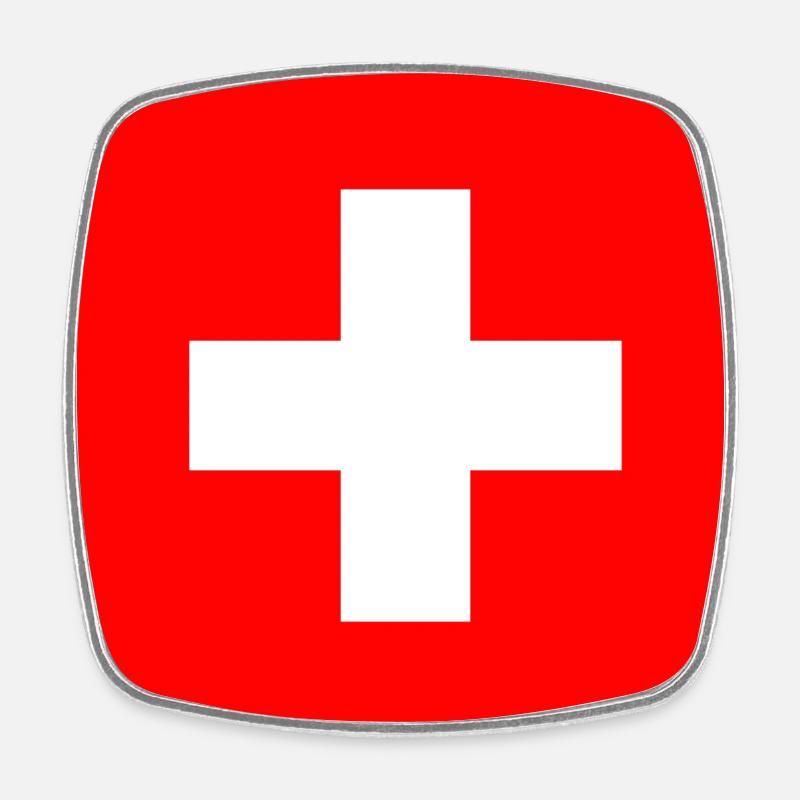 Swiss cross - Square fridge magnet - white