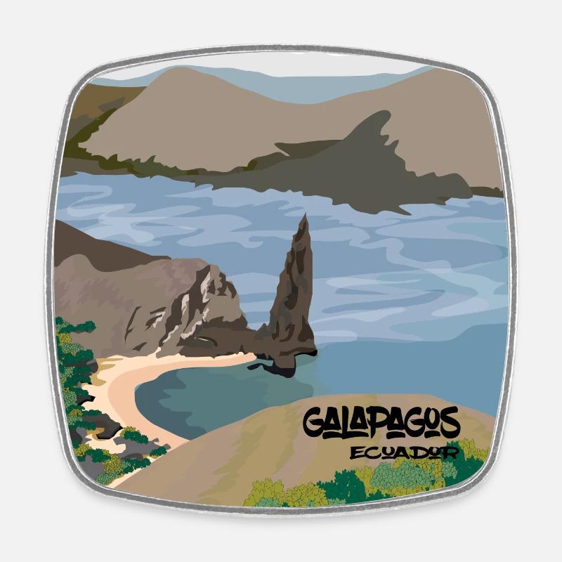 Galapagos landscape - Square fridge magnet - white