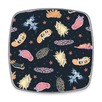 sea snails slug ocean animals Pattern - Square fridge magnet - white - Front