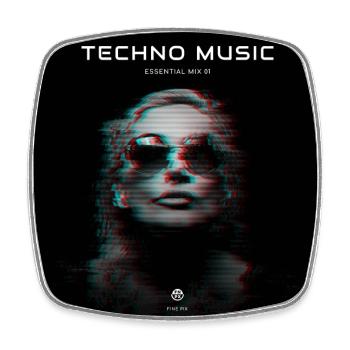 Techno music glitch - Square fridge magnet - white - Front