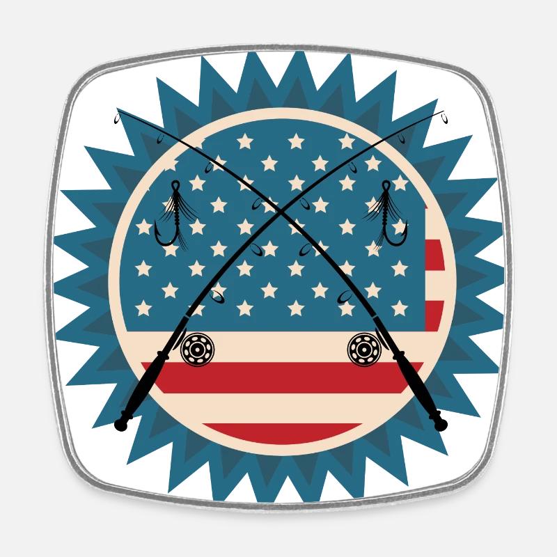 usa hobby canne à pêche - Magnet carré - blanc