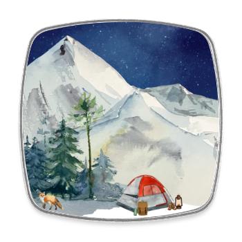 Camping en plein air - Magnet carré - blanc - Devant