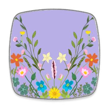 Blühende Wildblumen-Blumenkunst auf Lila - Viereckiger Kühlschrankmagnet - Weiß - Vorne