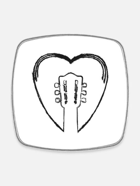 Heart Guitar - Square fridge magnet - white