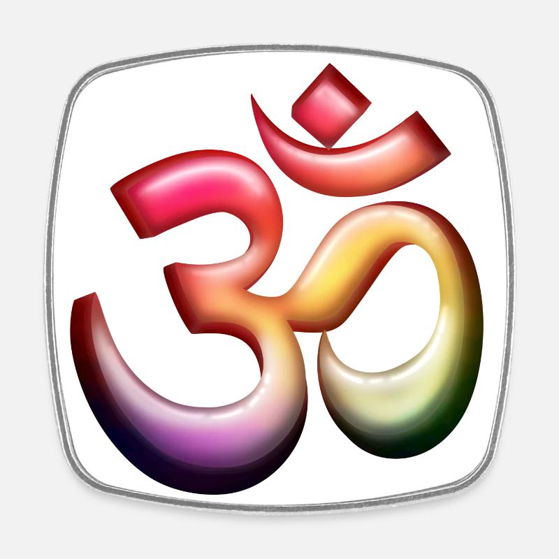 Om / Aum Symbol 3D bunt - Viereckiger Kühlschrankmagnet - Weiß