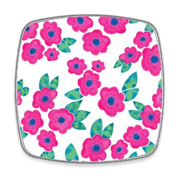 Pink flowers, model - Square fridge magnet - white - Front