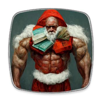 Bodybuilder Santa - Square fridge magnet - white - Front