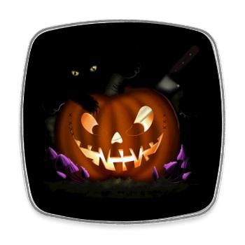 Carved Halloween Pumpkin - Square fridge magnet - white - Front