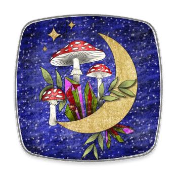 Champignons au clair de lune - Format F - Magnet carré - blanc - Devant