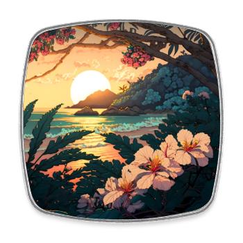 Ukiyo Tropical Sunrise on the Beach - Square fridge magnet - white - Front